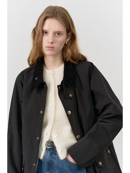 UNISEX WAXED COTTON HUNTING JACKET BLACK_UDTR4C102BK