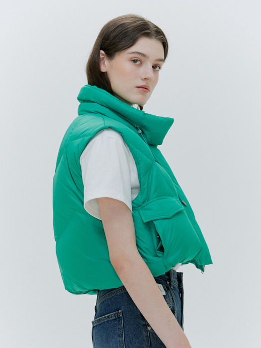 OBLIQUE QUILTING GOOSE DOWN VEST [4COLORS]