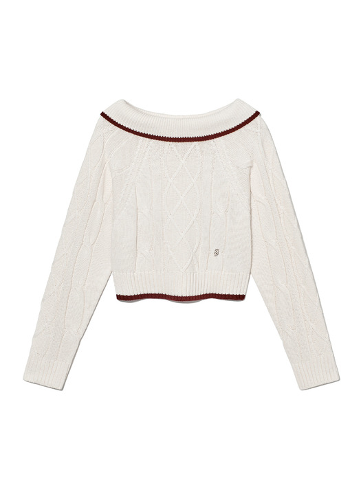 Off-Shoulder Cable Knit Ivory