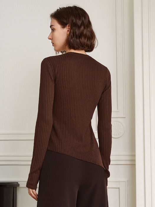YY_Vintage split brown knit top