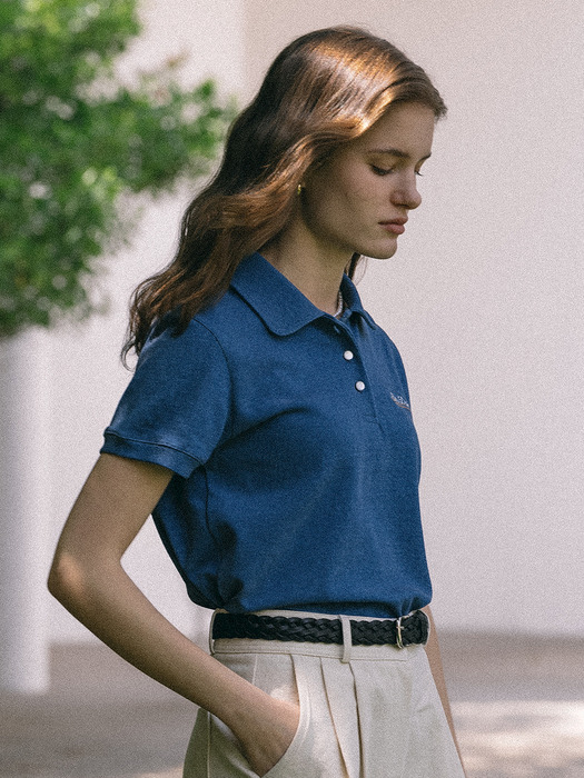 Terry collar T-shirt(Blue) - Image 3