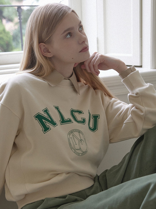 Preppie Logo Print Sweatshirt - Ivory