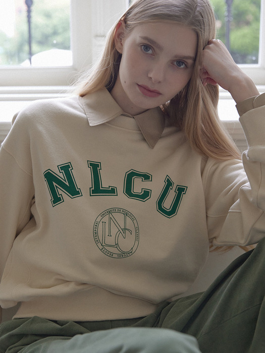 Preppie Logo Print Sweatshirt - Ivory