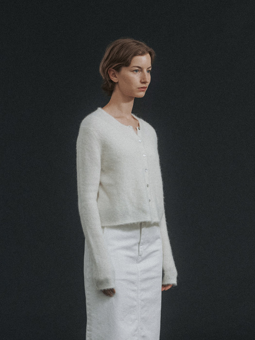 Kotte alpaca round cardigan (Ivory)