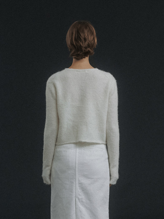 Kotte alpaca round cardigan (Ivory)