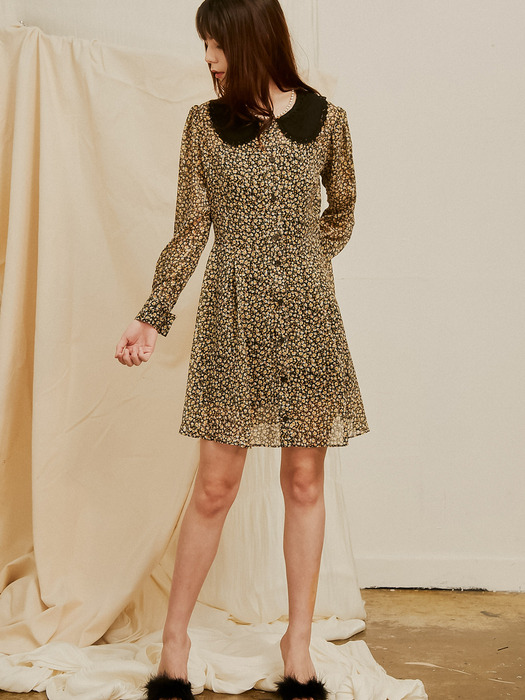 Rachal Flower Flare Collar Dress_Yellow