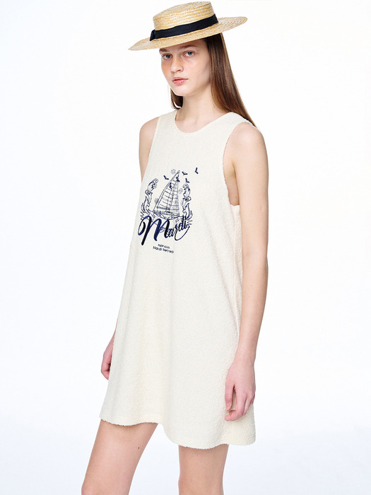 TERRY MINI SLEEVELESS DRESS BON VOYAGE_IVORY NAVY