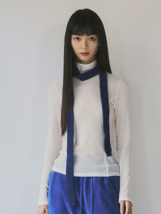 Boucle Knitting Tie Muffler_CTA908(Blue)