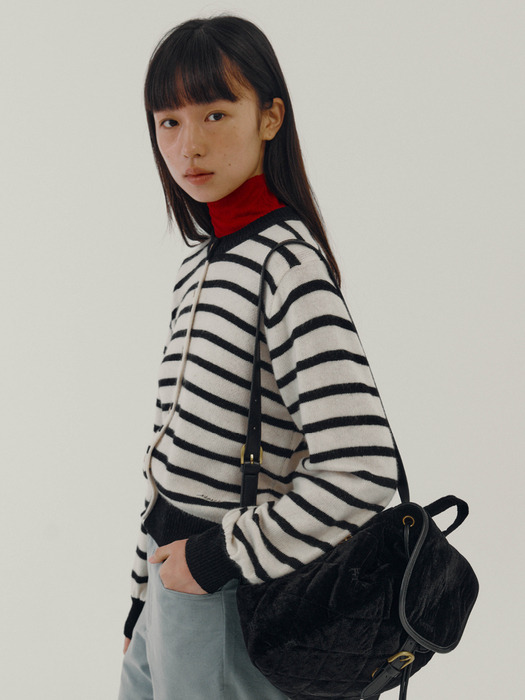 Lyon Stripe Cardigan (Black)