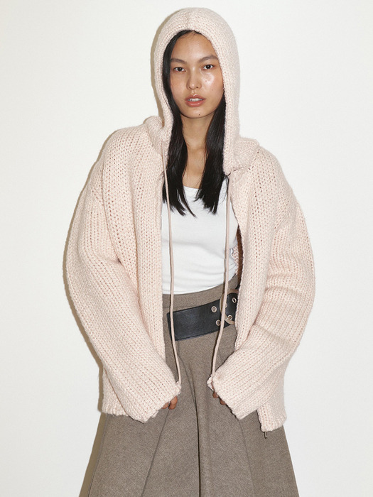 ALPACA CHUNKY KNITTED JACKET (PINK)