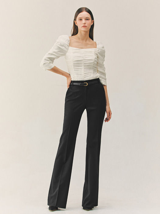 [SET]TRINITY Double breasted tailored blazer + VASHTI Bootcut wool trousers (Black)