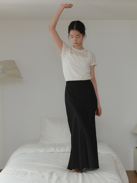 SATIN LONG SKIRT_BLACK
