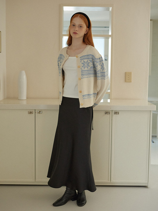 SATIN LONG SKIRT_BLACK