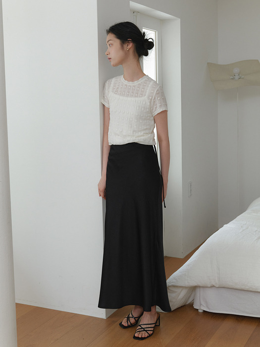 SATIN LONG SKIRT_BLACK