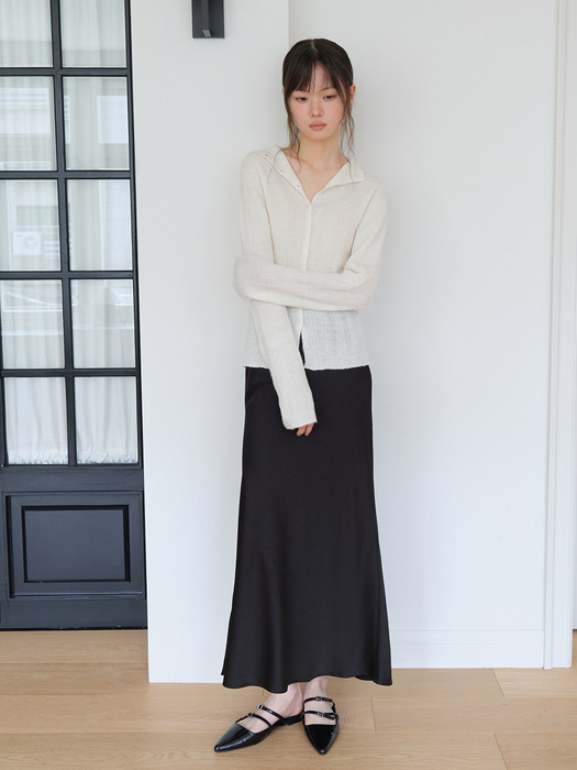 SATIN LONG SKIRT_BLACK