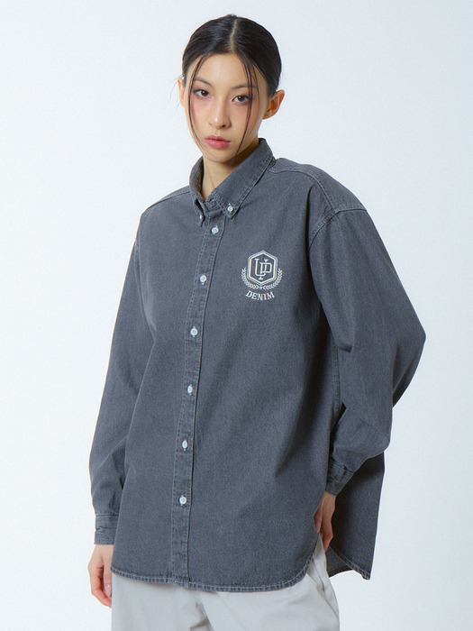 로고 데님셔츠 그레이_LOGO DENIM SHIRTS GRAY