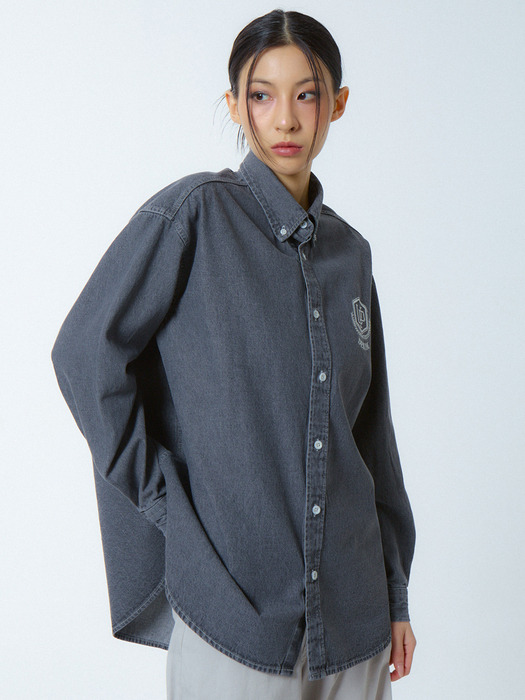 로고 데님셔츠 그레이_LOGO DENIM SHIRTS GRAY