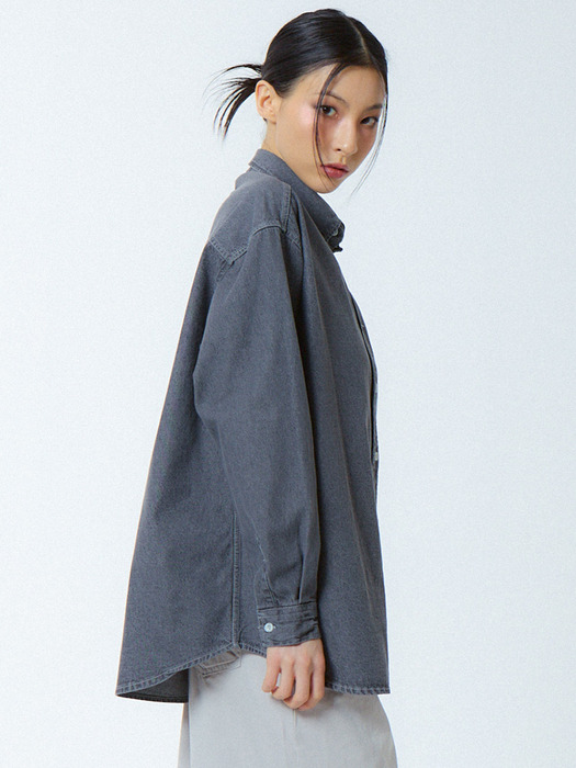 로고 데님셔츠 그레이_LOGO DENIM SHIRTS GRAY