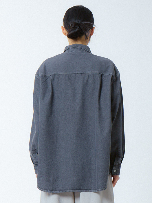 로고 데님셔츠 그레이_LOGO DENIM SHIRTS GRAY