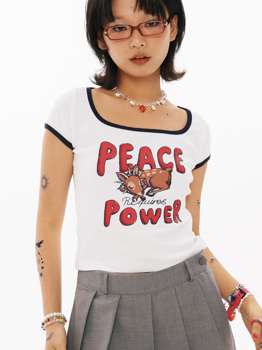 PEACE Crop T-shirt [White]