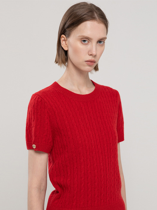Wool cable knitwear_Red