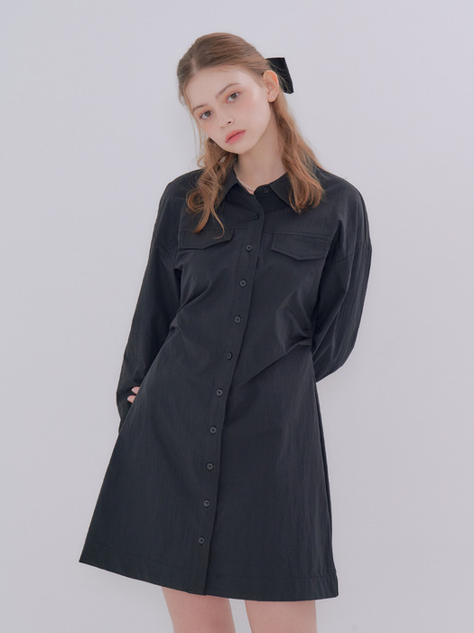 MET line shirt mini dress black