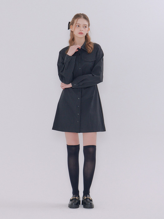 MET line shirt mini dress black