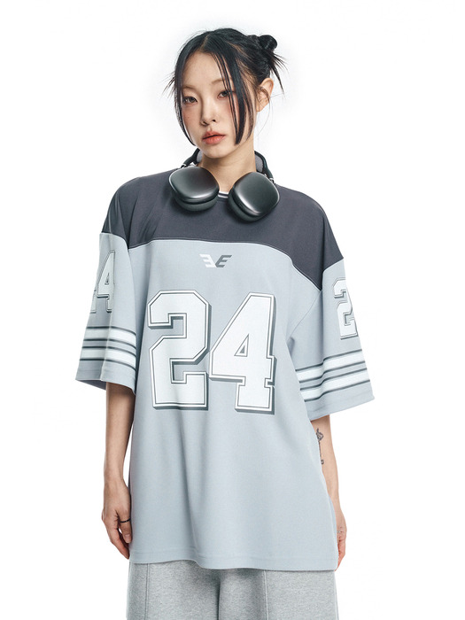 Color Block Mesh Short Sleeve T-Shirt - Gray