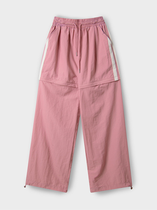 2 Way Nylon Line Color Matching Training Wide Banding Pants [Pink]