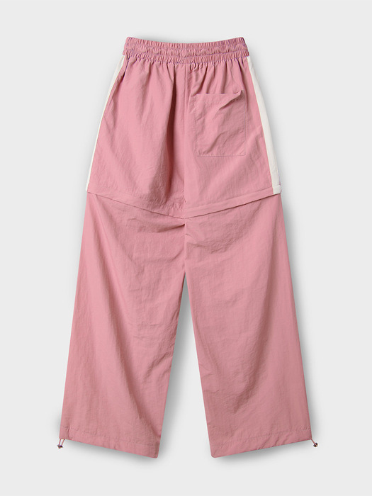 2 Way Nylon Line Color Matching Training Wide Banding Pants [Pink]