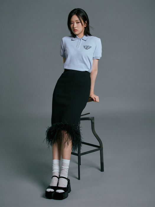 COTTON OSTRICH SKIRT_BLACK