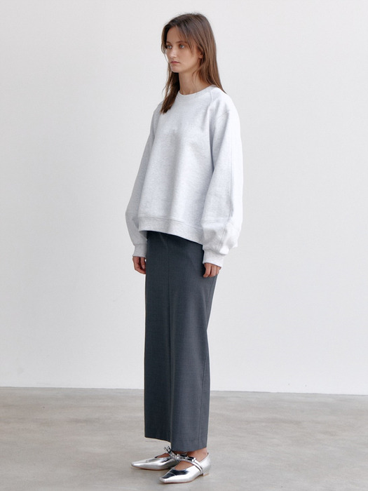 Straight Wool Skirt, Gray