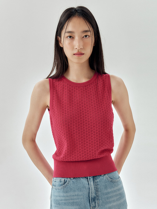 Crochet Sleeveless Knit Top _ 2color