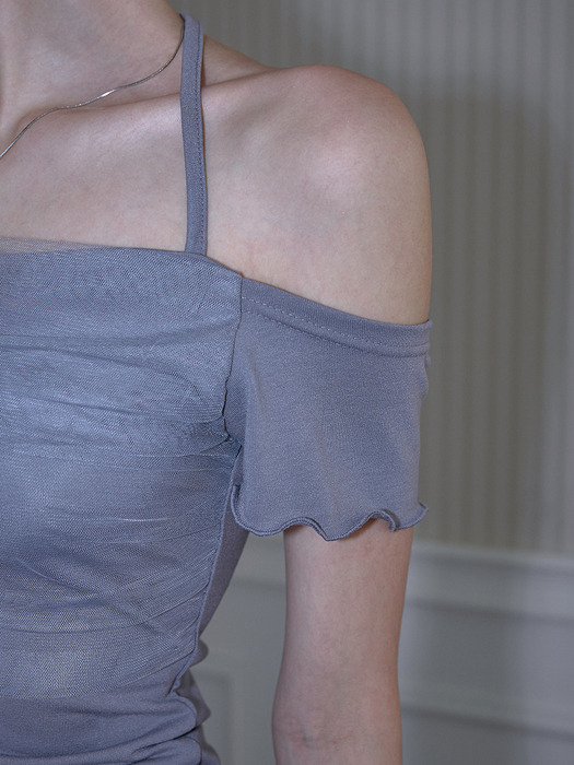 Sha Layered Halter T-shirt [Charcoal]