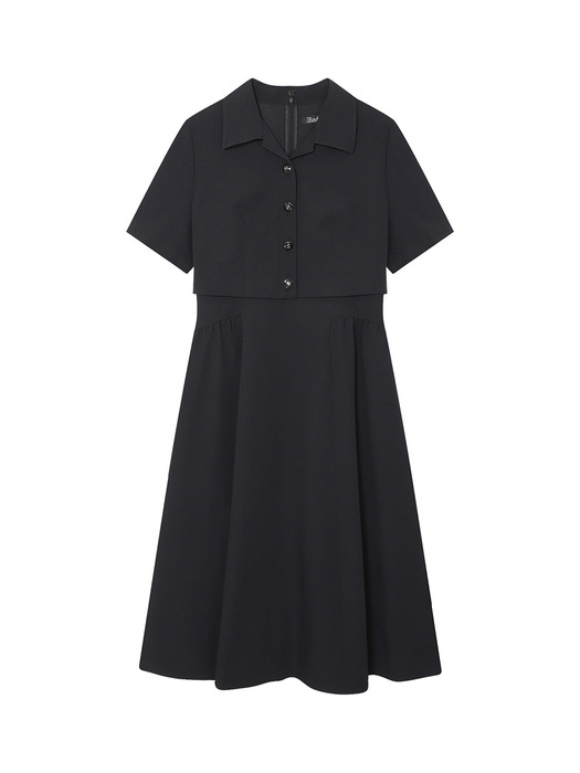 collar short-sleeved long dress- U1F21WOP040