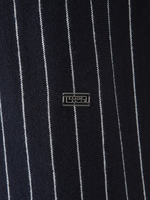 CASHMERE COTTON BLOUSON KNITTED VEST_NAVY STRIPE