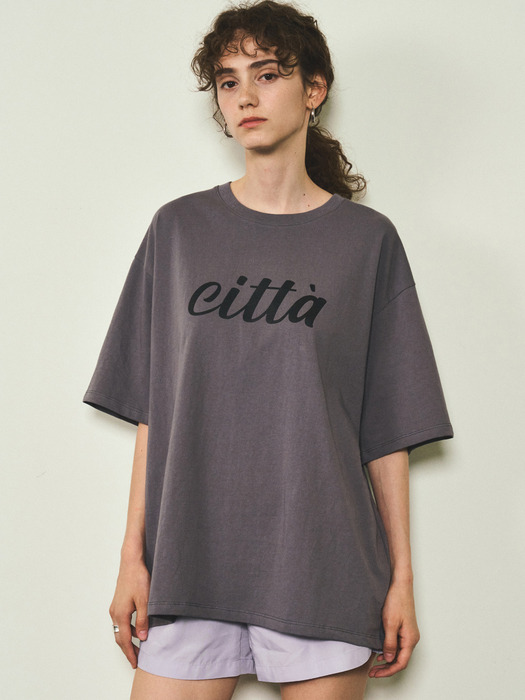 CITTA Signature Logo Overfit T-shirt(Hot Summer)_CTT331(Charcoal)
