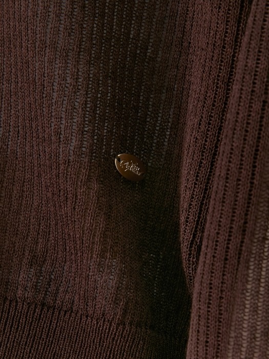 ribbed short cardigan - brown