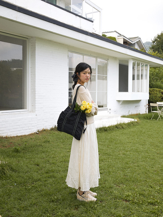 Ruffle drawstring bag_black