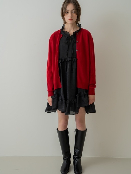 Shallot Ruffle Mini Dress_Black