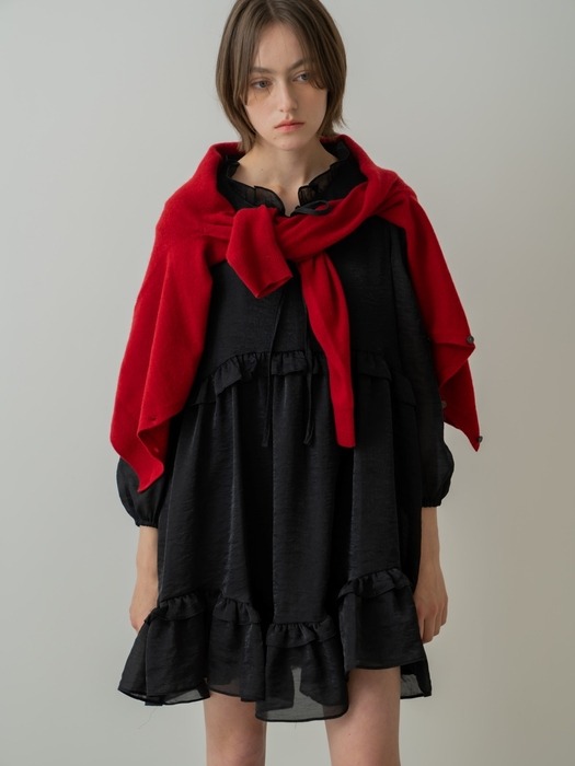 Shallot Ruffle Mini Dress_Black