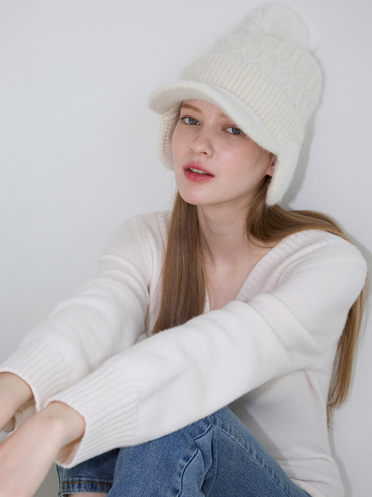 Versailles V-neck knit - IVORY