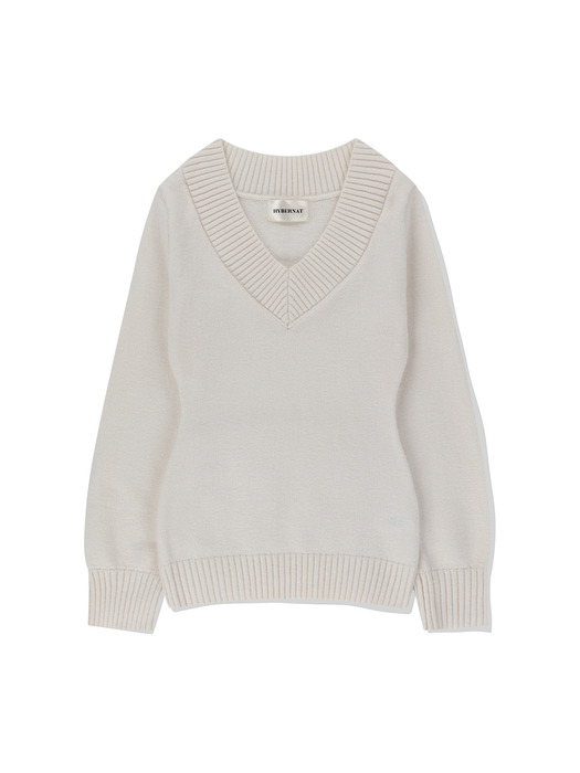 Versailles V-neck knit - IVORY