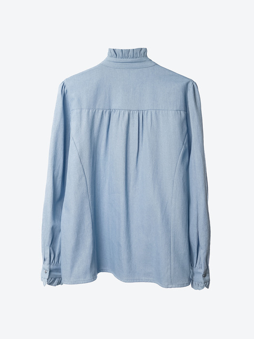 Denim Victorian Ruffled-Placket Blouse(WOMAN)_UTS-FS51