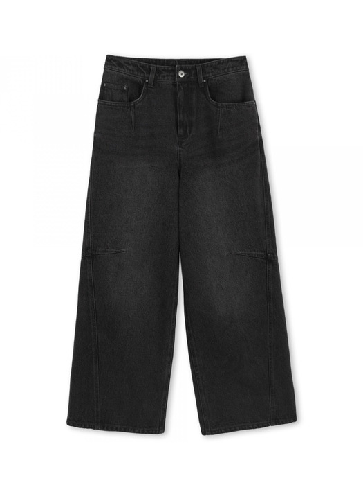 BLACK DENIM WIDE JEANS(LEBFAPT5576)