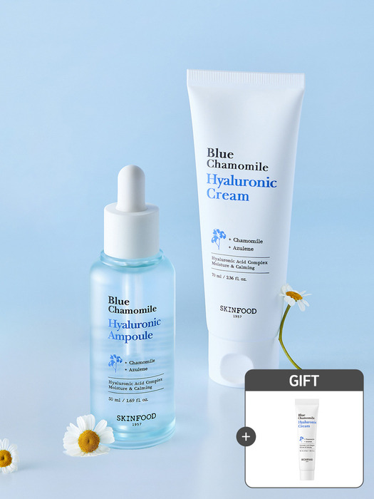 [SET/교차가능] 블루 캐모마일 히알루로닉 앰플 & 크림 (크림 15ml 증정)