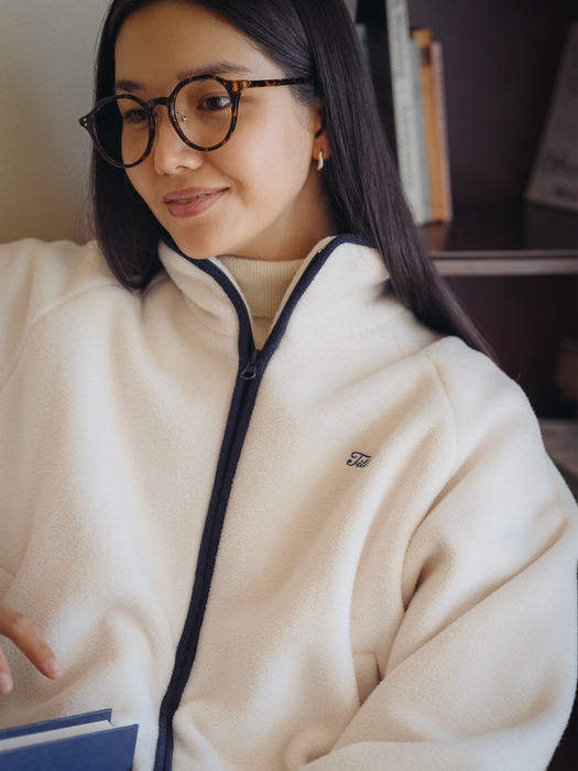 Cozy fleece zip-up jumper_Ivory