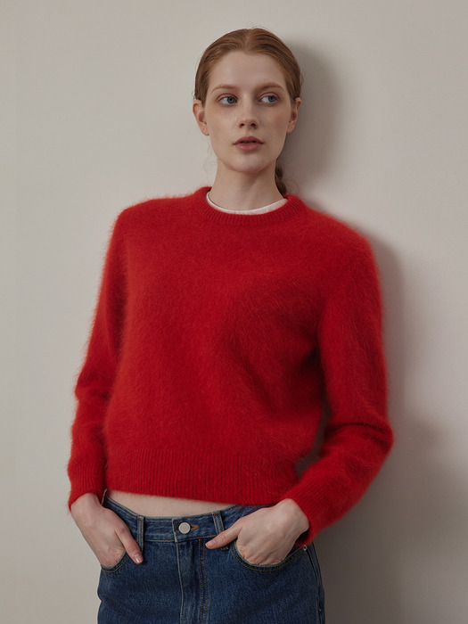 Angora Round-neck Knit-Pullover