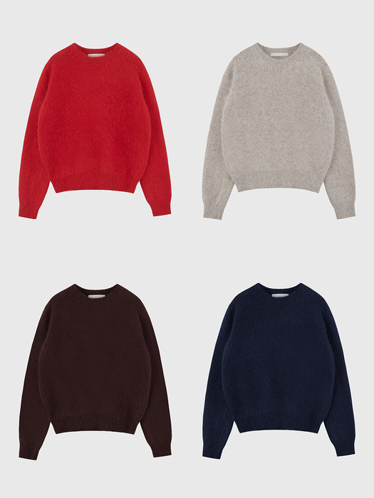 Angora Round-neck Knit-Pullover