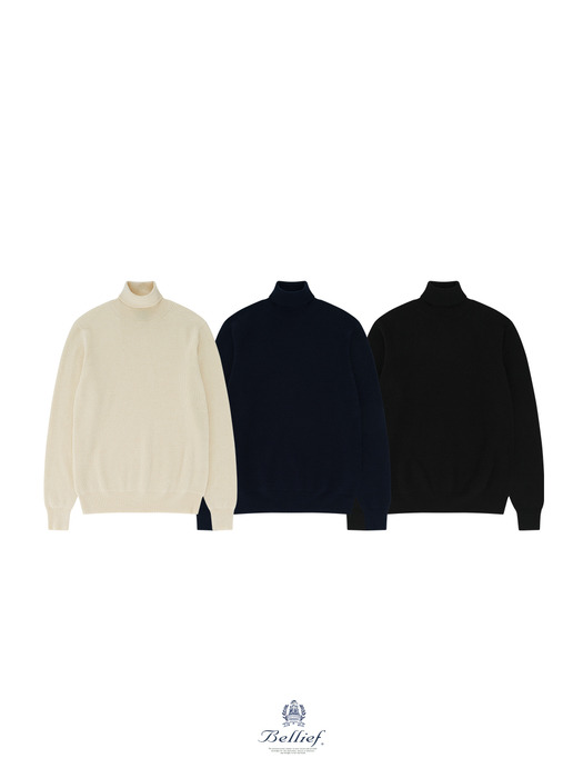 Wool soft Turtle Neck Knit (Ecru)